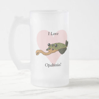 Caneca De Cerveja Vidro Jateado Eu amo Opabinia!
