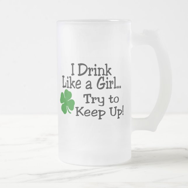 Caneca De Cerveja Vidro Jateado Eu bebo como uma tentativa da menina para (Direita)