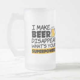 Caneca De Cerveja Vidro Jateado Eu faço a cerveja desaparecer engraçado