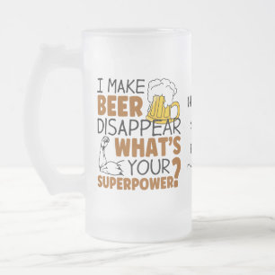 Caneca De Cerveja Vidro Jateado Eu faço cerveja desaparecer costume