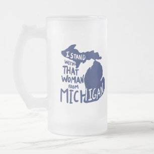 Caneca De Cerveja Vidro Jateado Eu fico com aquela mulher de Michigan