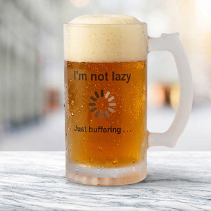 Caneca De Cerveja Vidro Jateado Eu não sou preguiçoso - apenas protegendo
