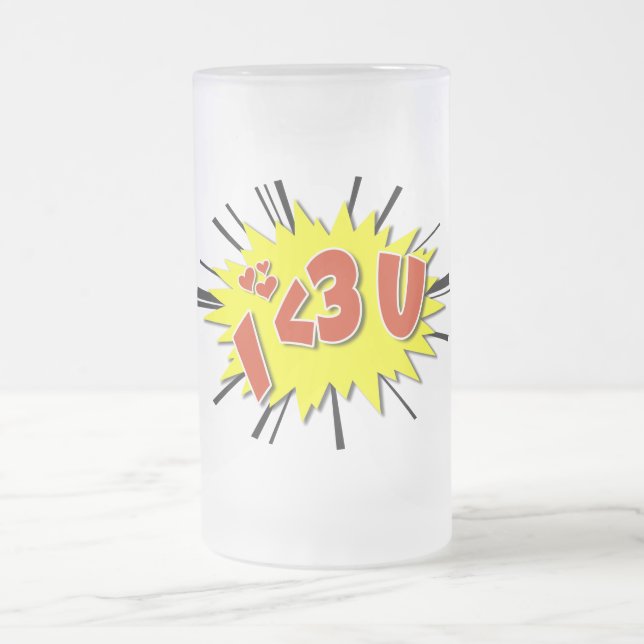 Caneca De Cerveja Vidro Jateado Eu te amo (Centro)