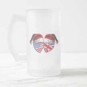 Caneca De Cerveja Vidro Jateado EUA-REINo Unido-Papai noel-Chapéus