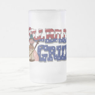 Caneca De Cerveja Vidro Jateado Excelente HillBilly Grill Mug!