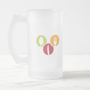 Caneca De Cerveja Vidro Jateado faca e crachás de garfo