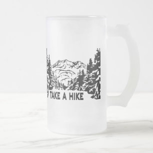 Caneca De Cerveja Vidro Jateado Faça uma citação de Hike, paisagem monocromática d
