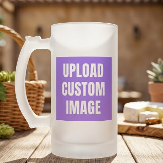 Caneca De Cerveja Vidro Jateado Faça upload de 2 imagens personalizadas - Adicione