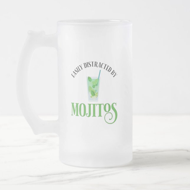 Caneca De Cerveja Vidro Jateado Facilmente Distraído Por Mojitos (Esquerda)