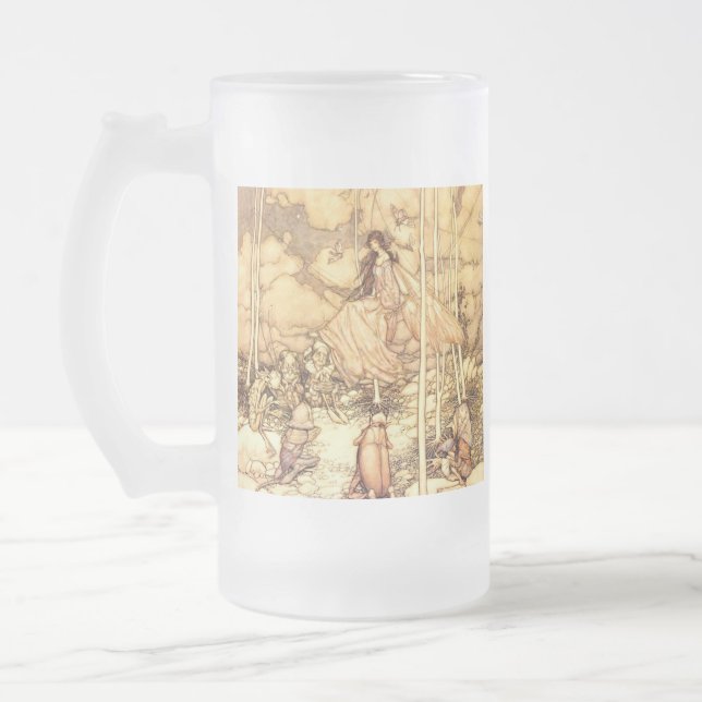 Caneca De Cerveja Vidro Jateado Fada Arthur Rackham (Esquerda)