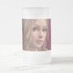 Caneca De Cerveja Vidro Jateado Fada Rosa