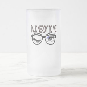 Caneca De Cerveja Vidro Jateado Fale Comigo Com Os Óculos De Geek Piscando Os Olho