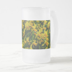 Caneca De Cerveja Vidro Jateado Família De Daffodils Fosco Vidro De Cama