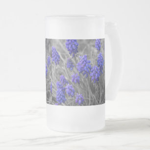 Caneca De Cerveja Vidro Jateado Família de Hyacinths de Uva Selecionar Fosco Vidro