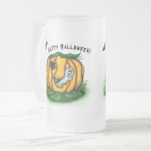 Caneca De Cerveja Vidro Jateado Fantasma do Halloween, Bat, Ghost e Spider