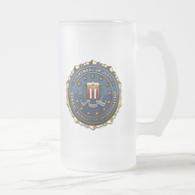 Caneca De Cerveja Vidro Jateado Federal Bureau of Investigation (Direita)