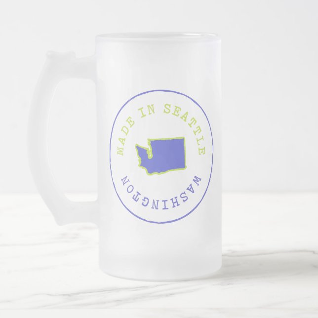 Caneca De Cerveja Vidro Jateado Feito em Seattle Stamp (Esquerda)