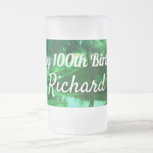Caneca De Cerveja Vidro Jateado Feliz 100º aniversário da cena rural