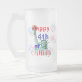 Caneca De Cerveja Vidro Jateado Feliz 4 de julho