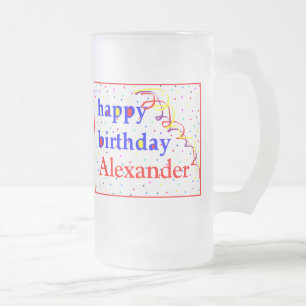 Caneca De Cerveja Vidro Jateado Feliz aniversario colorido personalizado