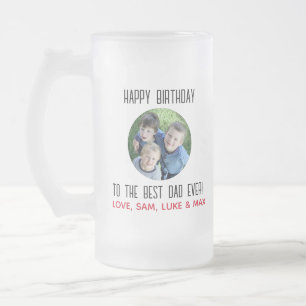Caneca De Cerveja Vidro Jateado Feliz Aniversário, Melhor Pai De Crianças Foto