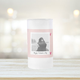 Caneca De Cerveja Vidro Jateado Feliz dia de os namorados | Coração Rosa e Vermelh