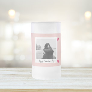 Caneca De Cerveja Vidro Jateado Feliz dia de os namorados Coração Rosa e Vermelh