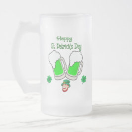 Caneca De Cerveja Vidro Jateado Feliz Dia de São Patrício, Cerveja Verde