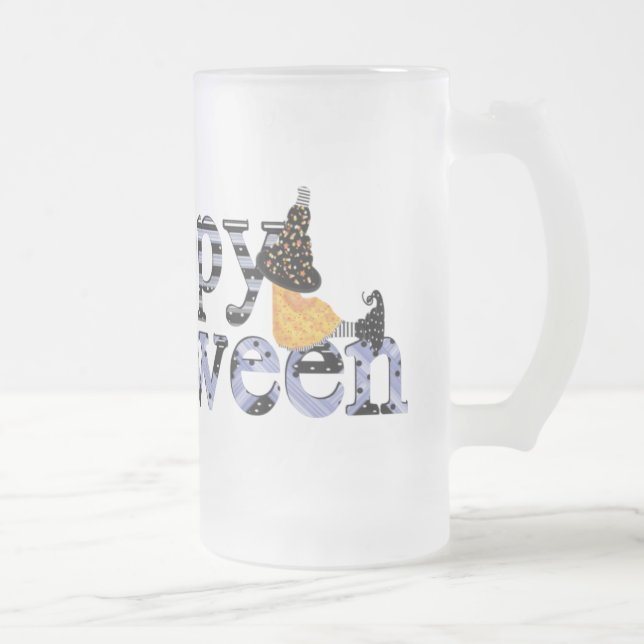 Caneca De Cerveja Vidro Jateado Feliz Halloween Gifts Mug (Direita)