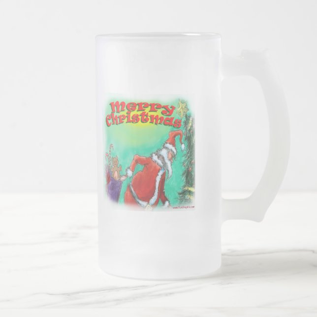 Caneca De Cerveja Vidro Jateado Feliz Natal (Direita)