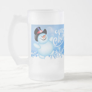 Caneca De Cerveja Vidro Jateado Feliz Natal Boneco de Neve Alegre e Enfeite