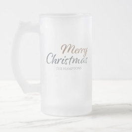 Caneca De Cerveja Vidro Jateado Feliz Natal Faux Silver e Dourado Glitter Personal