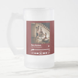 Caneca De Cerveja Vidro Jateado Feliz Natal Foto Personalizada
