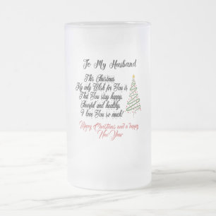 Caneca De Cerveja Vidro Jateado Feliz Natal para o meu marido