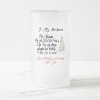Caneca De Cerveja Vidro Jateado Feliz Natal para o meu marido