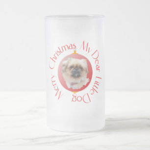 Caneca De Cerveja Vidro Jateado Feliz Natal Pékinese