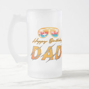 Caneca De Cerveja Vidro Jateado Feliz Pai de aniversário