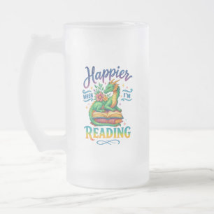 Caneca De Cerveja Vidro Jateado Feliz quando estou lendo