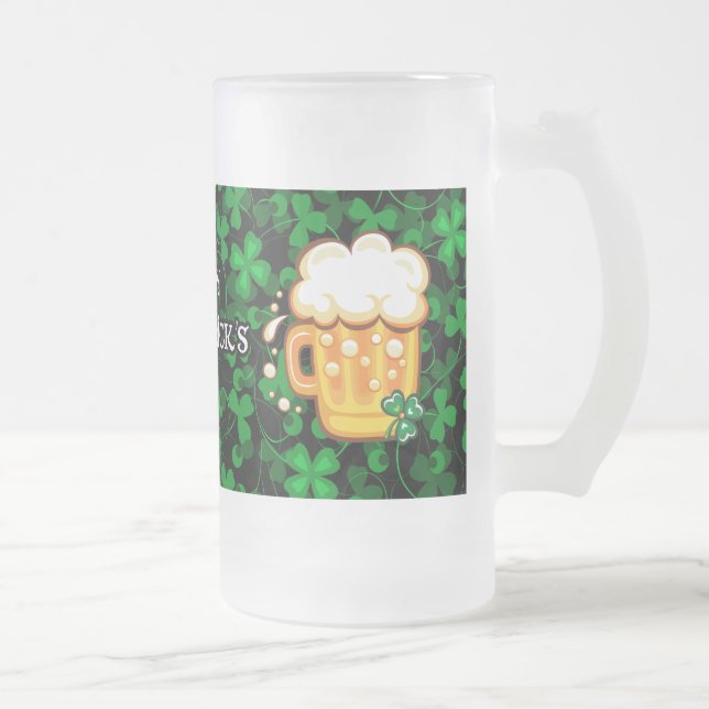 Caneca De Cerveja Vidro Jateado Feliz Rua, Dia 1 de Patrick (Direita)