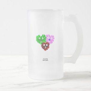 Caneca De Cerveja Vidro Jateado Felpudos Cardíacos Tampão de Vidro de Fosco Grande