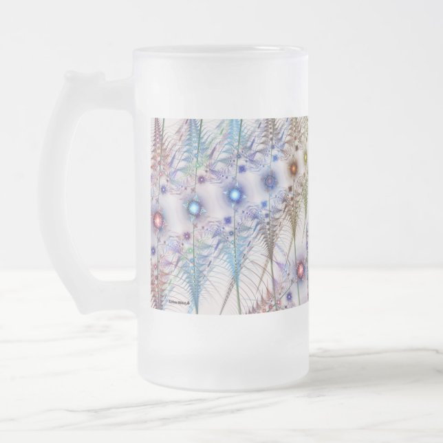Caneca De Cerveja Vidro Jateado Ferns'N Flowers Abstrato (Esquerda)