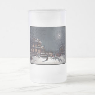 Caneca De Cerveja Vidro Jateado Festa de Véspera de Natal Vitoriana Carruagem de I