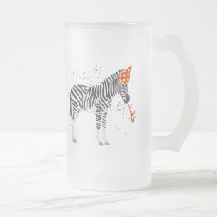 Caneca De Cerveja Vidro Jateado Festas de zebra - Animais com festa