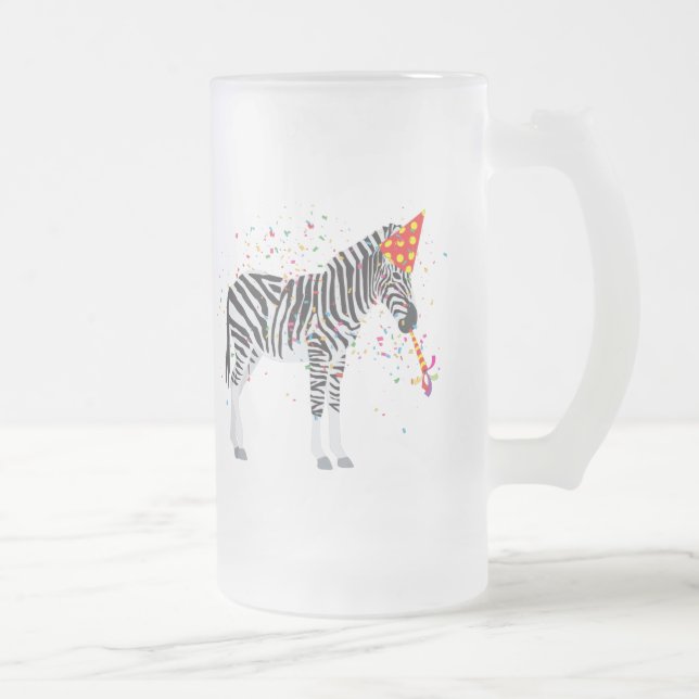 Caneca De Cerveja Vidro Jateado Festas de zebra - Animais com festa (Direita)