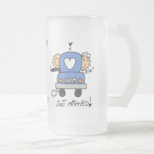 Caneca De Cerveja Vidro Jateado Figura recem casados da vara