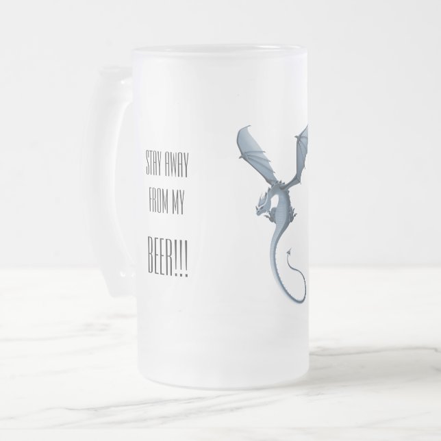 Caneca De Cerveja Vidro Jateado Fique longe da minha cerveja, bebê dragão zangado (Frente Esquerda)