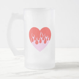 Caneca De Cerveja Vidro Jateado Fire Heart