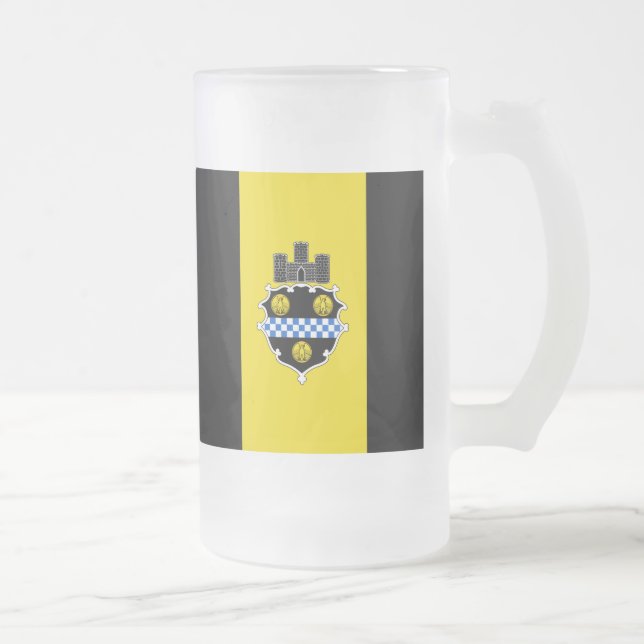 Caneca De Cerveja Vidro Jateado Flag of Pittsburgh, Pennsylvania Frosted Glass Bee (Direita)