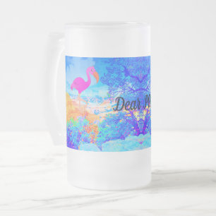 Caneca De Cerveja Vidro Jateado Flamingo Art Glass Mug personalizado para Pai