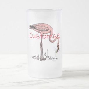 Caneca De Cerveja Vidro Jateado Flamingo Bebendo Martini Thunder_Cove